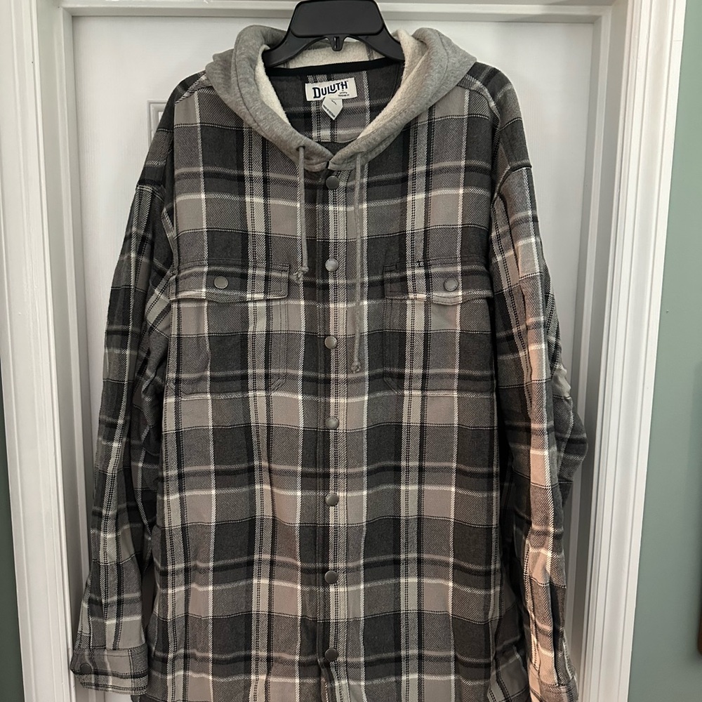 Duluth Trading Co. Black and Gray Plaid Heavy Shirt Jac